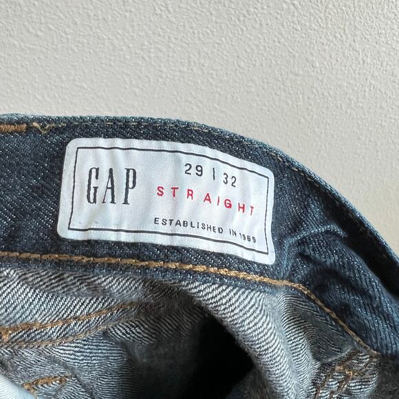 Gap Straight Fit Low Rise Jeans Men's 29x32 Dark Wash Cotton - Picture 5 of 7